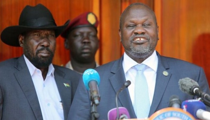 Germany temporarily shuts embassy in South Sudan amid fears of civil war - South Sudan’s President Salva Kiir (left) And First Vice-President Riek Machar. (Photo. Reuters)