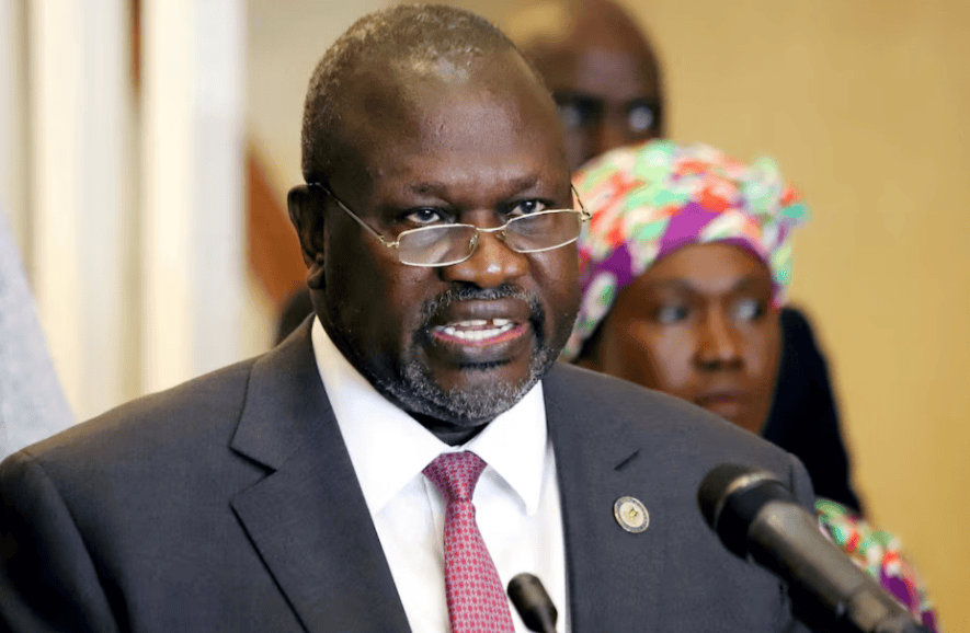 South Sudan's VP Machar accuses Uganda of violating arms embargo - South Sudan's Vice President Riek Machar addresses a news conference, as the first case of coronavirus was confirmed in the country, in Juba, South Sudan April 5, 2020. (Photo/REUTERS)