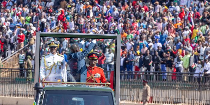 Report shows Kenya loses Sh14-Sh19 billion each time there’s a statutory holiday - President William Ruto waves at a crowd during Madaraka Day celebrations on June 1, 2024. (Photo: File/PCS)