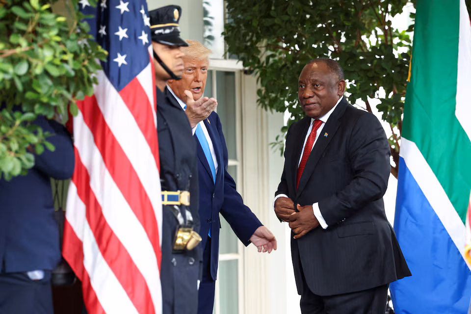 South Africa's Ramaphosa faces Trump with deals on offer and golfers in tow