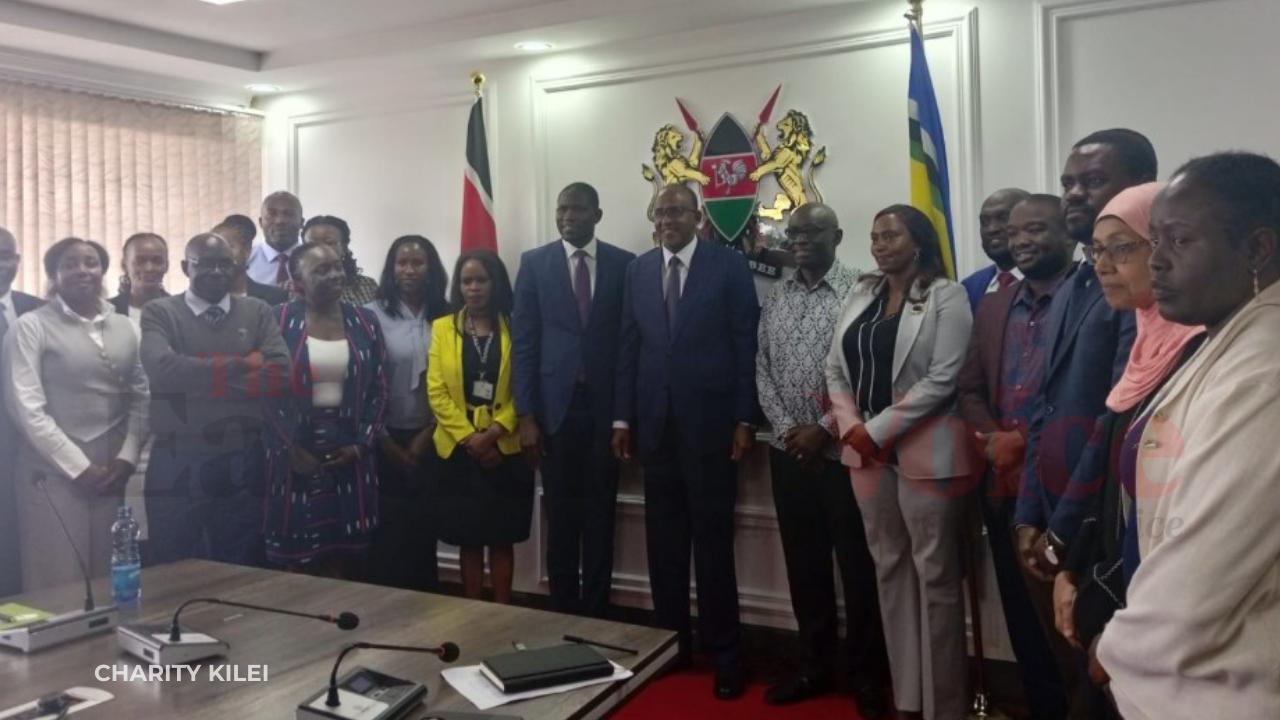 Kenya launches panel to review health benefit tariffs, promote equity and cost-effective care - Health Cabinet Secretary Aden Duale with members of the SHA package review panel during its official launch on May 26, 2025. (Photo: Charity Kilei)