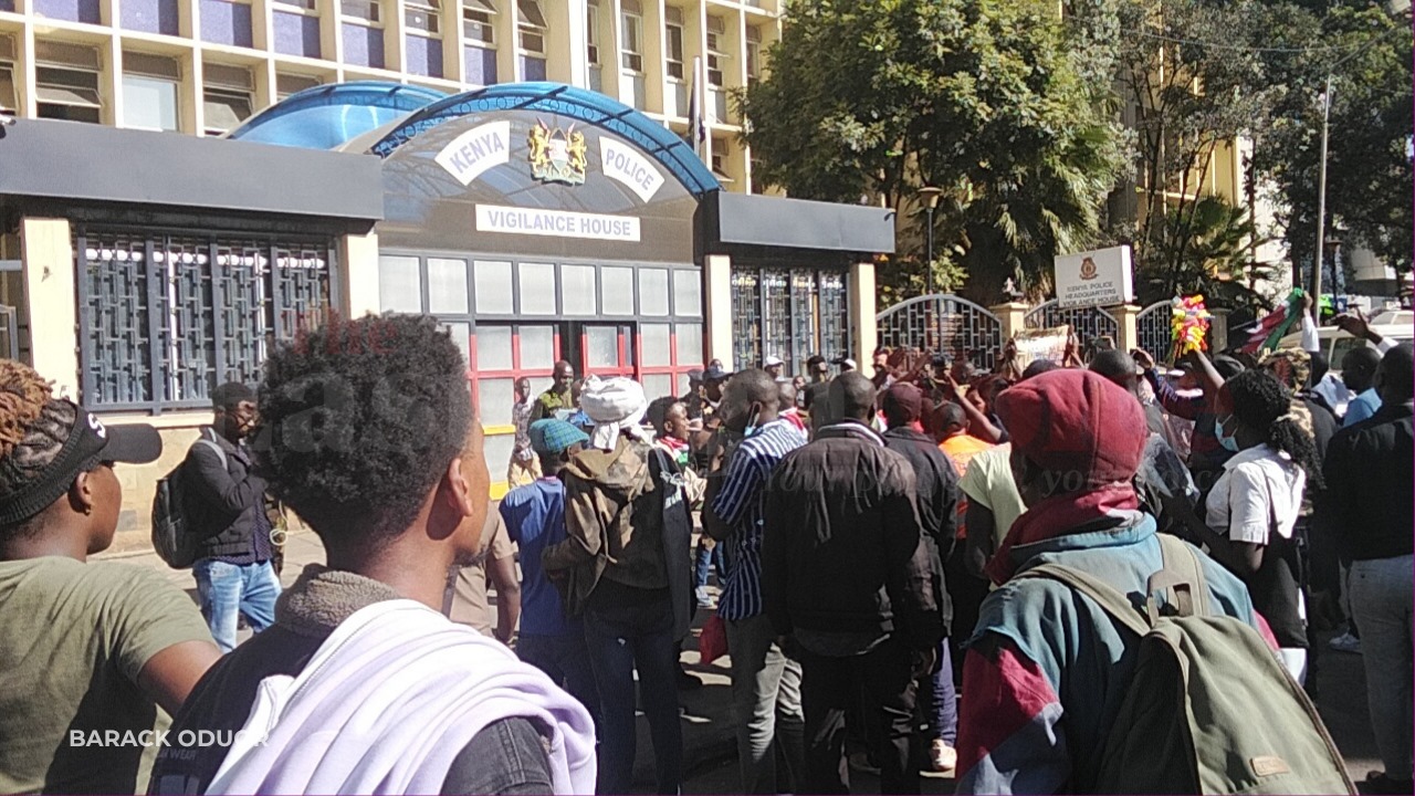 IPOA under pressure to act as Kenyans, leaders demand answers over Albert Ojwang' death - Protesters outside Vigilance House, the headquarters of the Kenya Police in Nairobi, calling for the immediate resignation of top police leadership over the death of Albert Ojwang. (Barack Oduor)
