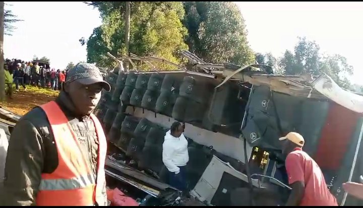 Five tourists killed in road accident on Ol Jororok–Nakuru road - The bus that was involved in a road accident along the Ol-Jororok-Nakuru.
