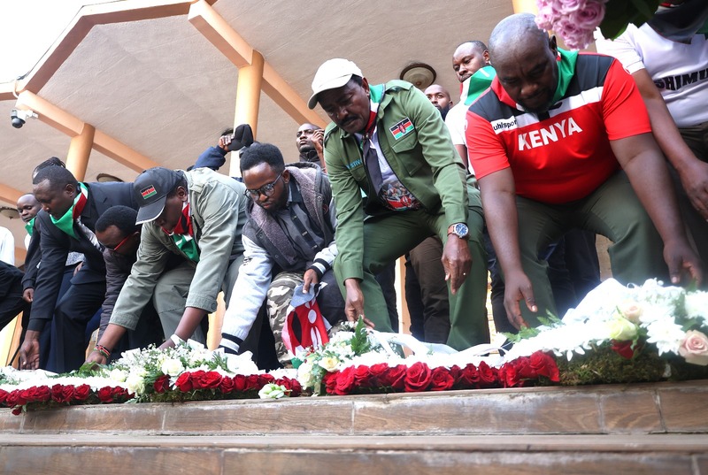 Kalonzo leads opposition in honoring June 25 protest victims with wreath-laying at Parliament