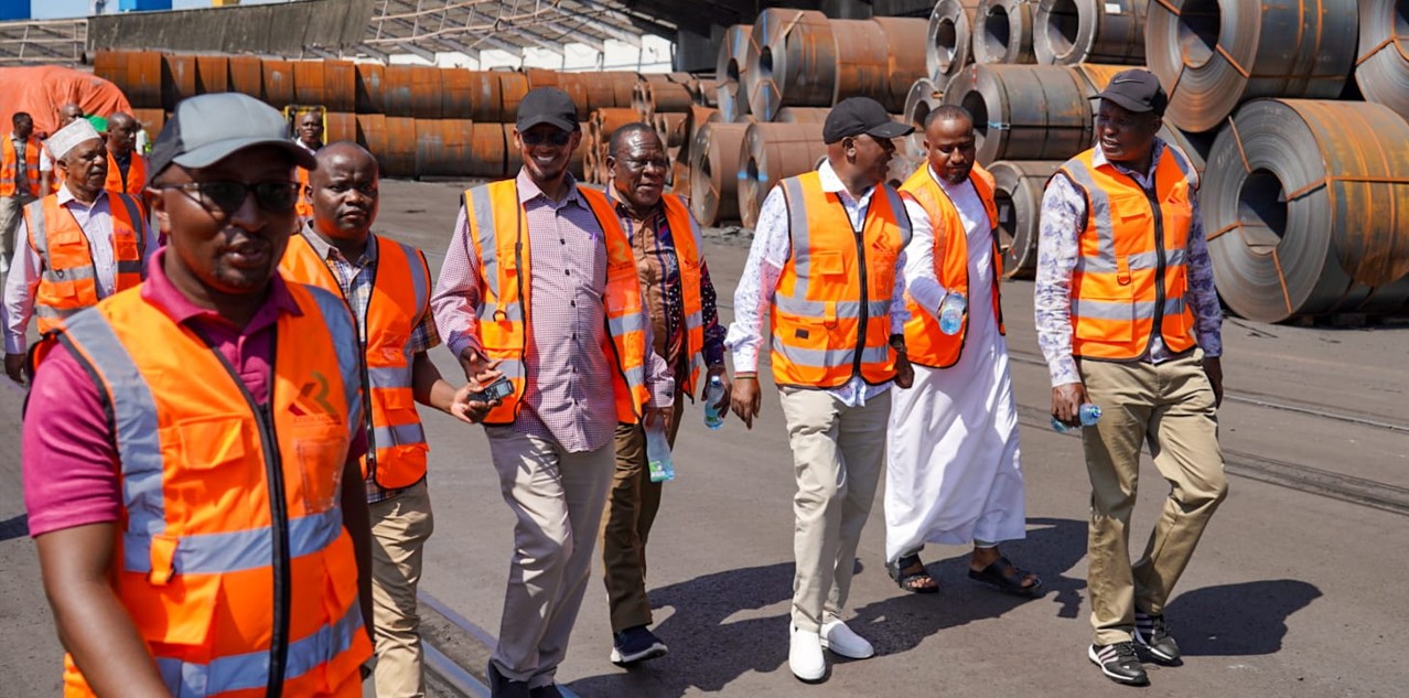 Kenya Railways nears completion of Sh4.2 billion Mombasa SGR terminus, 26km city link line - Members of the Parliamentary Committee on Implementation during a tour of the Mombasa SGR terminus and the Kenya Railways loading zone at the Mombasa port. (Photo: Farhiya Hussein)