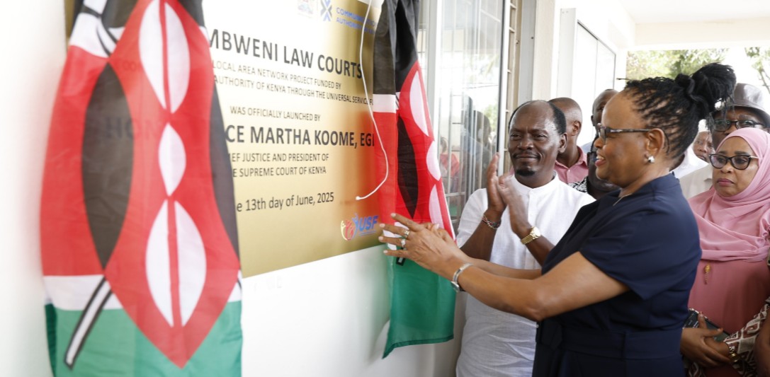 Courts in Isiolo, Marsabit among 42 set for digitisation in Sh250 million tech upgrade - Chief Justice Martha Koome launches the local area network connectivity for 42 court stations across the country at the Msambweni Law Courts on June 13, 2025. (Photo: The Judiciary Kenya)