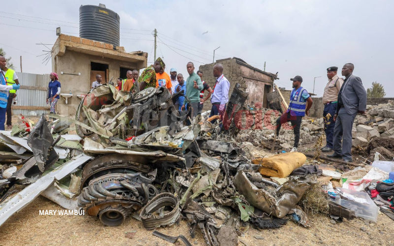 AMREF Flying Doctors names victims of Githurai crash, condoles with families - Governor Kimani Wamatangi at the scene where a light aircraft crashed in a residential area in Mwihoko area, Githurai 45, Nairobi on August 7, 2025. (Photo: Mary Wambui)