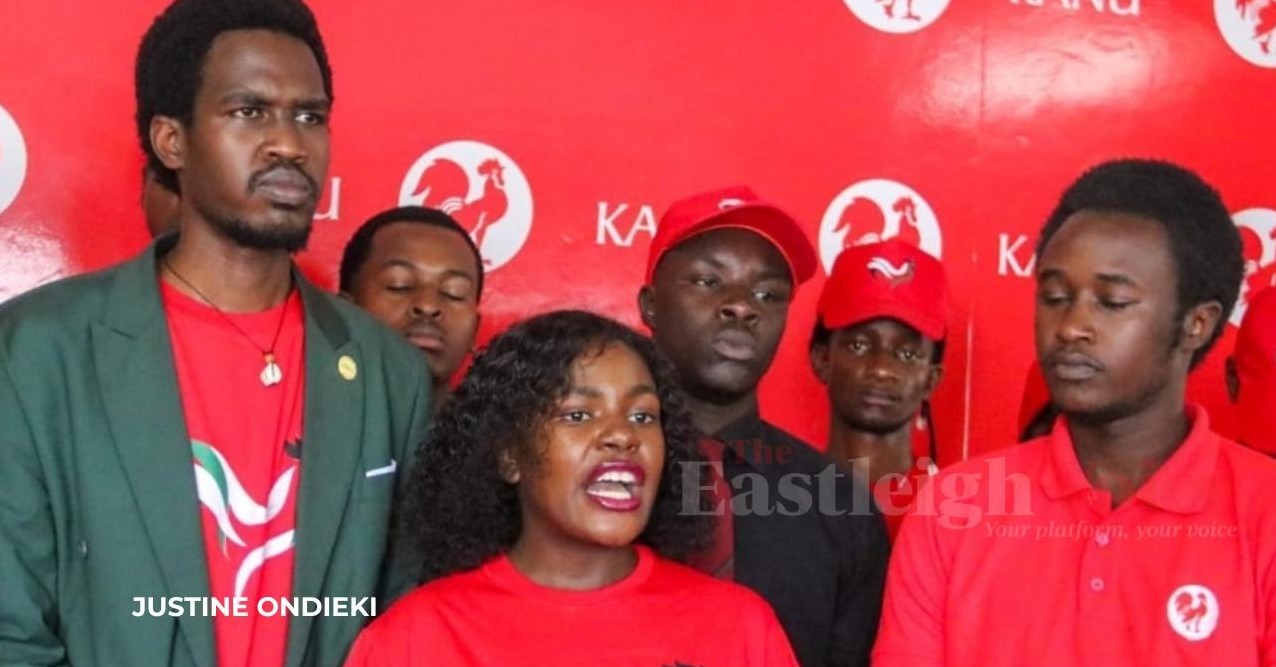 KANU Youth Congress denounce Ruto-Moi pact, say deal unilateral - KANU Youth Congress Vice Secretary Lucy Mwangu Atemo addressing journalists during a media briefing at KANU headquarters in Nairobi on October 14, 2025. (Photo: Justine Ondieki)
