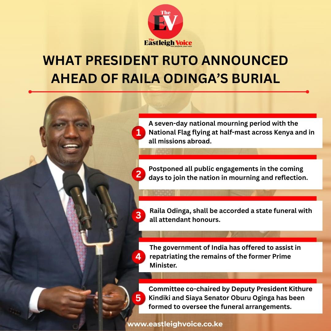 What President Ruto announced ahead of Raila Odinga's burial