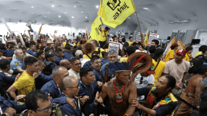 Indigenous activists in Brazil clash with security at COP30