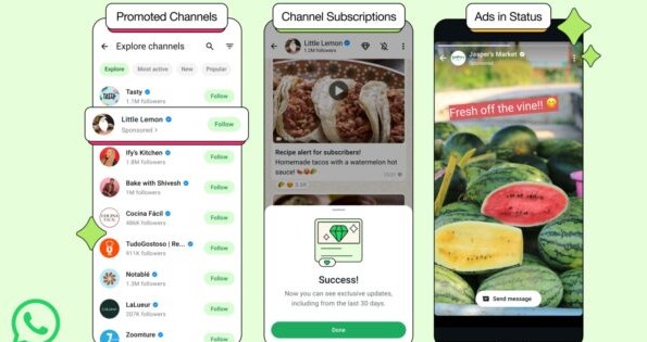 WhatsApp introduces ads in status updates and channels, private chats stay secure
