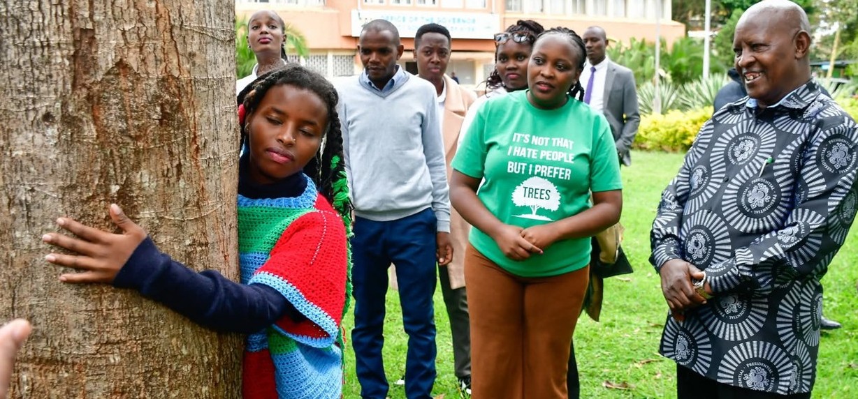 Nyeri climate change activist Truphena Muthoni attempts 72-hour tree-hugging record