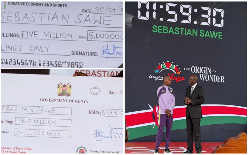 Ruto awards Sawe Sh8 million, car after historic sub-two-hour London Marathon run