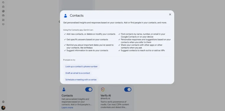 Google Gemini AI now lets users manage contacts via natural language