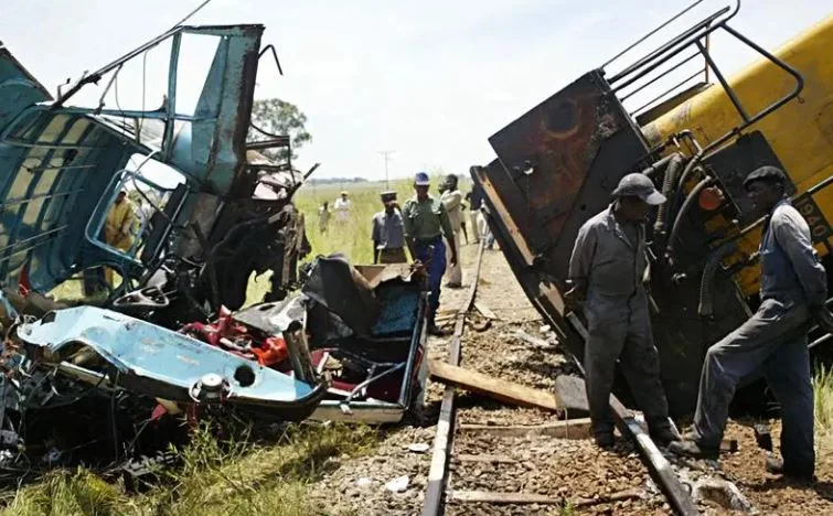 Nine killed, 25 injured after train collides with bus in Zimbabwe