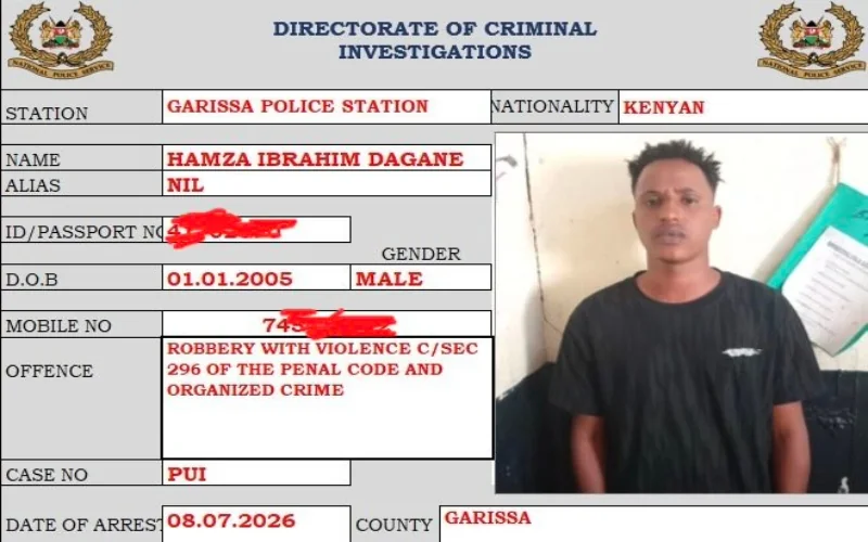 Wanted robbery suspect arrested as Garissa police step up security operations